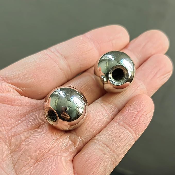 HSIULMY Lamp Shade Screw Cap, 2PCS Ball Solid Metal Lamp Finials Caps - 1/4-27 Threaded Knob for Lamp Harp Tops (20mm Diameter, Brushed Nickel) - Image 3
